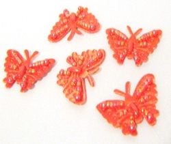 Pack of 5 Small Sew-on Beaded Butterfly Motifs in 4 Colours